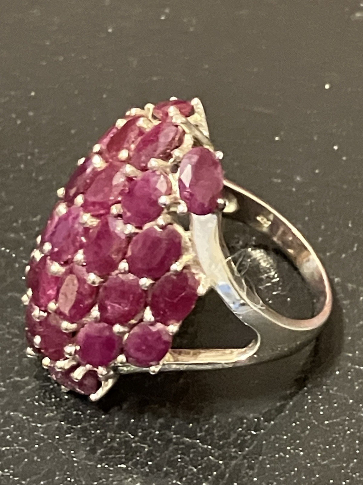 STERLING SILVER NATURAL RUBY LARGE CLUSTER RING 9… - image 2