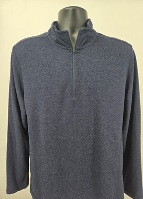 Orvis Pullover Mens Medium Blue Zip Lightweight Performance Outdoor Mock Neck