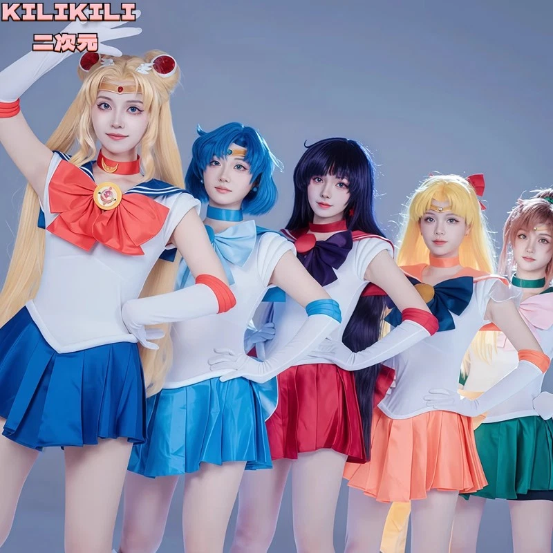 Sailor Moon Hino Rei Kaiou Michiru Meiou Setsuna Cosplay Costume w/Headwear Gift - Image 4 of 4