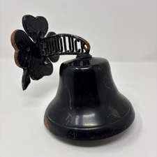 VINTAGE Cast Iron Good luck Four Leaf Clover Dinner Bell Wall Mount