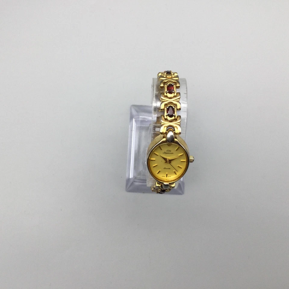 Jules Jurgensen Reloj Mujer Tono Dorado Ovalado Piedras Preciosas Pulsera Batería Nueva 6.25" Foto 3 de 4