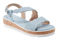 MARC FISHERWomen's Gabrey Asymmetrical Strap Platform Sandals In Light Blue 7 M