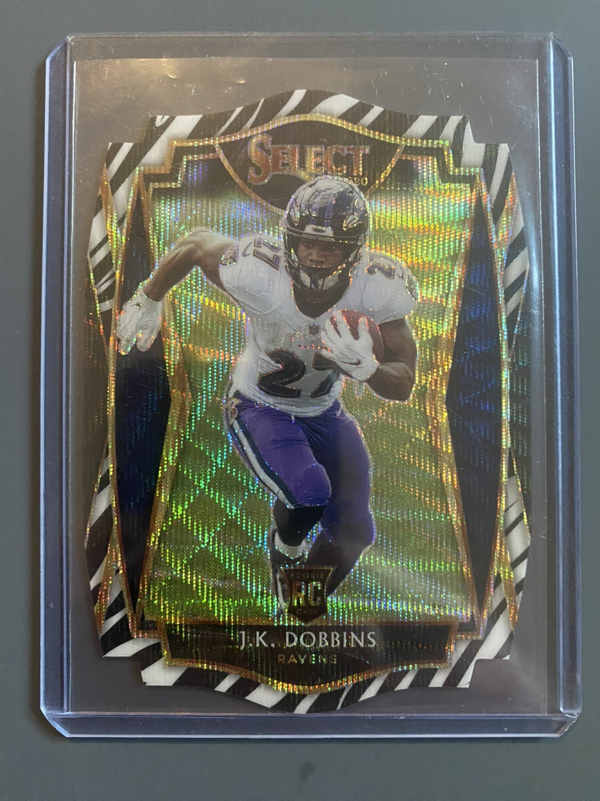 2020 Panini Select - Premier Level J.K. Dobbins #152 Zebra Prizm Die-Cut (RC)