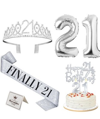 21st Birthday Decorations for Her Silver, 21st Birthday Tiara and Finally 21 ...
