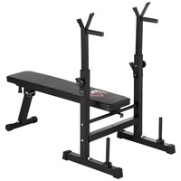 HOMCOM Adjustable Weight Bench with Barbell Rack, Dip Station, Black