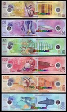 7 Pcs SET, Maldives Rufiyaa 5 10 20 50 100 500 1000 POLYMER Bank Notes