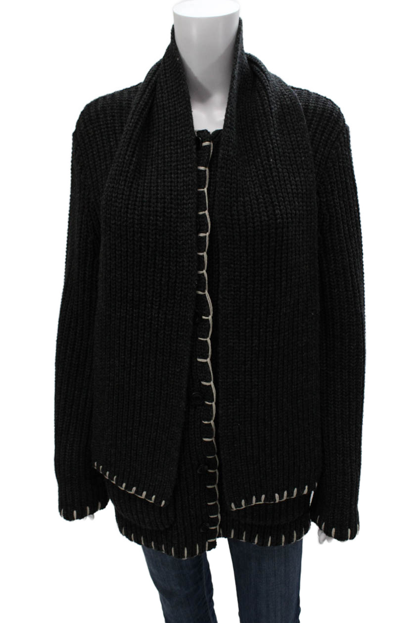 Alex Mill Women Cardigan Black Collared Long Sleeve Wool Size XSFree Shipping in US $100+ Orders | $6.95 Orders Below