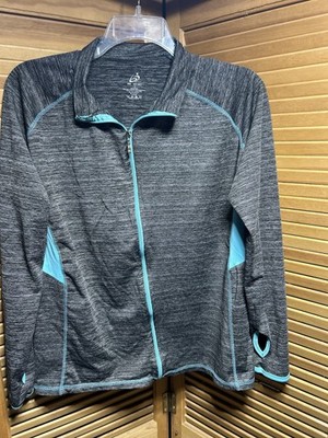 Body Instinct Women's Active Full Zip Top Size 1X Gray Long Sleeve