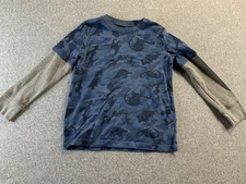 Jumping Beans Softest T-Shirt Boys 6 Blue Dinosaur Camouflage Print Long Sleeve