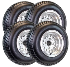 eCustomrim 4-Pk 205/65-10 Trailer Golf Cart ATV Tire On 10X7 Gloss Silver Rim A8