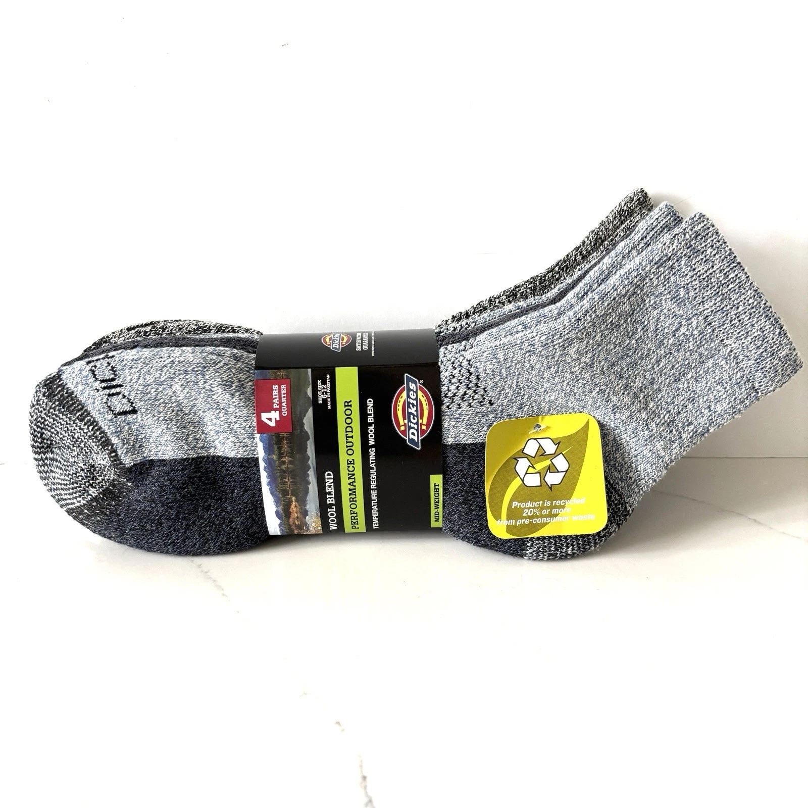 New Dickies wool mid weight performance quarter socks 4 pack size 6-12