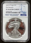 2020-W $1 SILVER AMERICAN EAGLE NGC PF70 First Releases GEM COIN : 07070