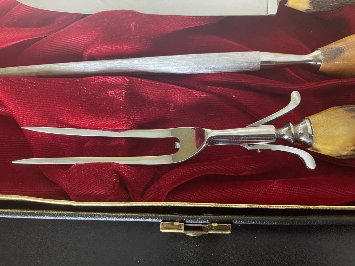 Vintage Case XX Noble Trio Carving Knife Set Stag Handle Case