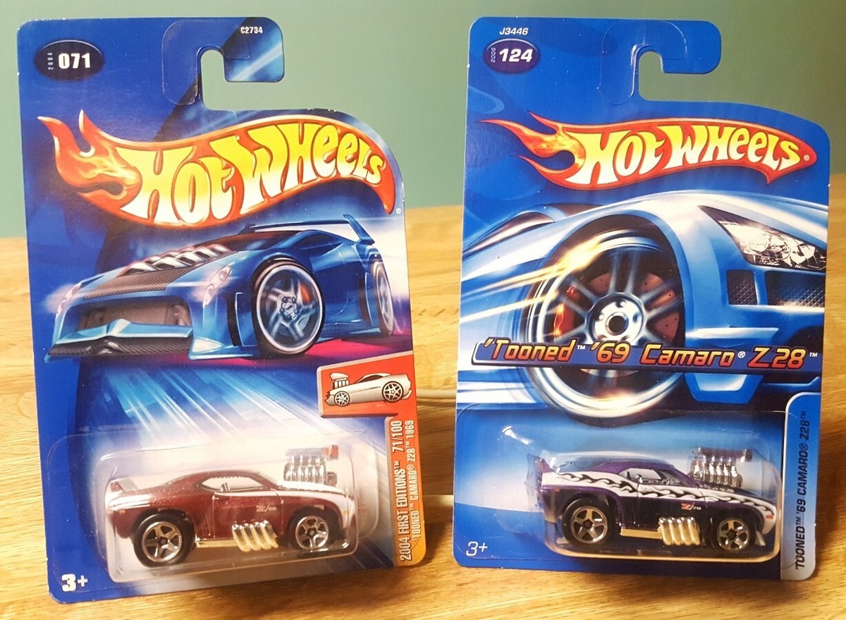 Hot Wheels 'Tooned '69 Camaro Z28 Purple & Burgundy 1:64 Scale LOT