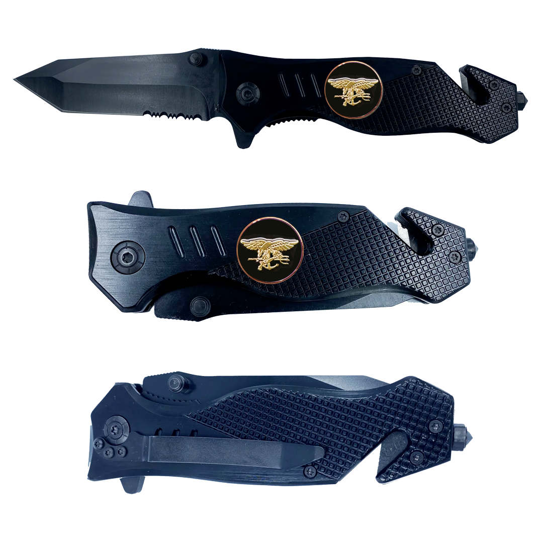 Navy Seal Team 6 Naval Special Warfare Trident Pocket Knife 3-in-1