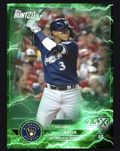 ORLANDO ARCIA 2020 Topps Bunt App Green Lightning Base ...