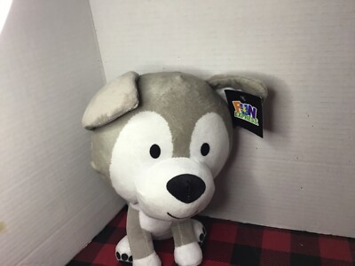 New Dog Husky Gray White Plush Stuffed Animal Fun Express (L)