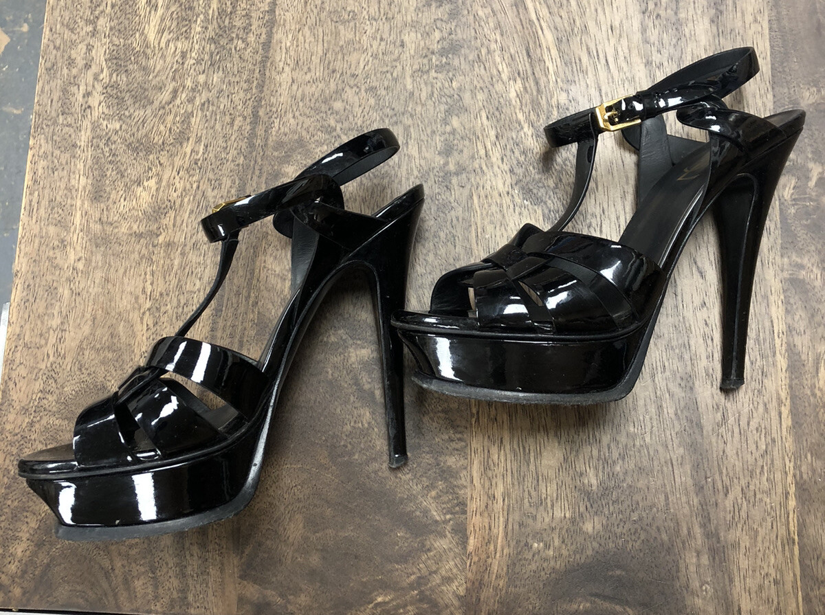 Tacchi omaggio YSL Saint Laurent in vernice nera taglia 37 1 2