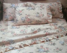 1 Vintage No Iron Percale Full Flat Sheet New JC Penny Ruffles Jeanne 