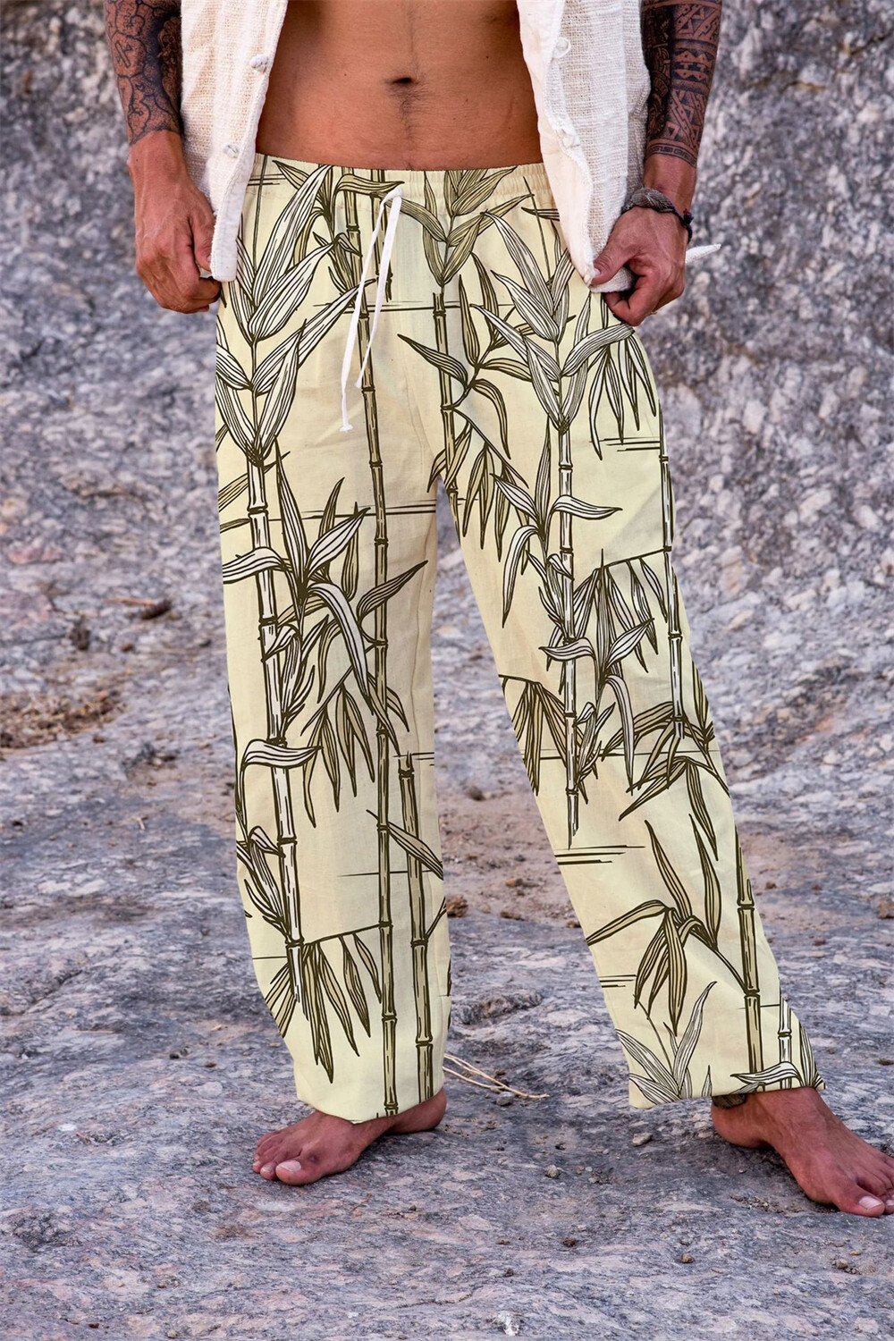 Men's Casual Long Pants Loose Lightweight Trousers Summer Yoga Beach  Trousers | eBay