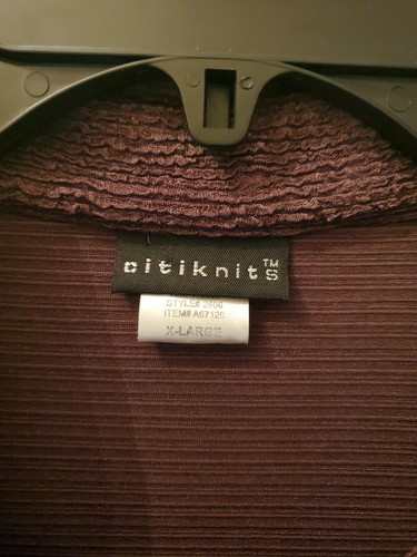 Citiknits Zip Cardigan XL Dark Brown Zipper Opening Causual LG Sleeve Textured - Picture 3 of 5
