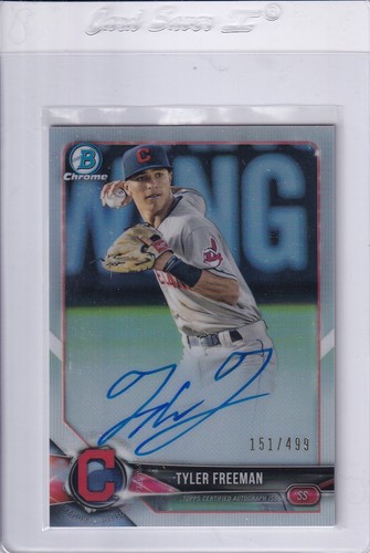 2018 Bowman Chrome AUTO Refractor Tyler Freeman Cleveland Indians 151/499 - Zdjęcie 1 z 2