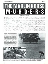 The Marlin Horse Murders by Gracia C Unger Horses Unlimited TX Vtg Mag Article