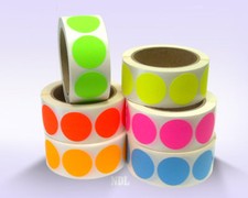 6 Rolls, 1.5" Circle Color Stickers, 500 Permanent Labels per Roll, 3" Core