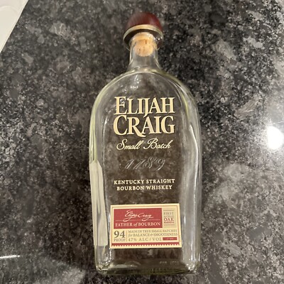 Elijah Craig Small Batch Kentucky Bourbon Whiskey 750ml Bottle Empty Unrinsed