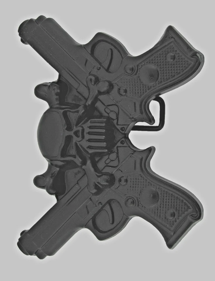 Calavera Cinturón Hebilla Pistolas Metal Negro Emblema Pirata Halloween Disfraz Nuevo Hombres Mujeres Foto 3 de 4