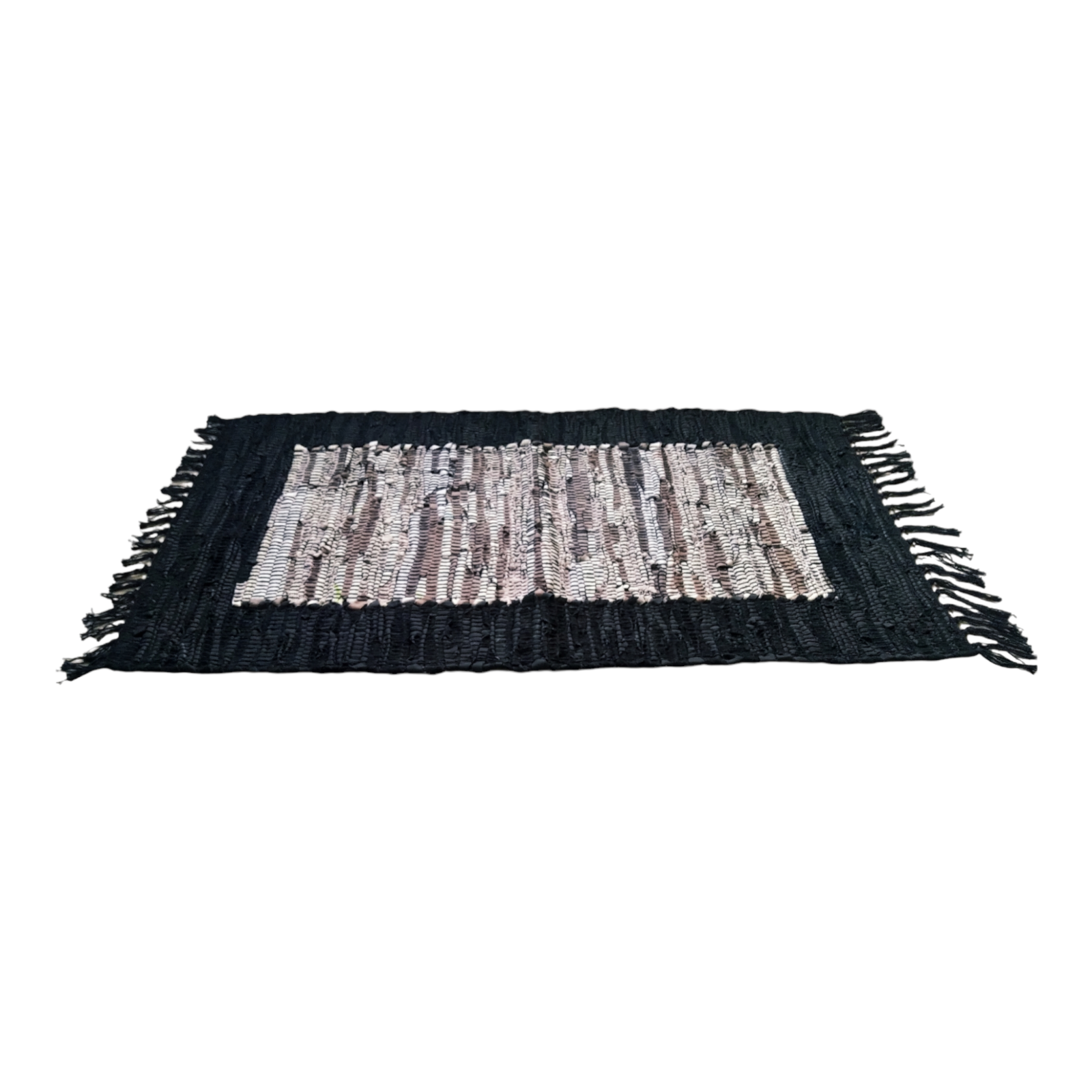 Leather Hearth Rug for fireplace, fireresistant mat, BEIGE BLACK