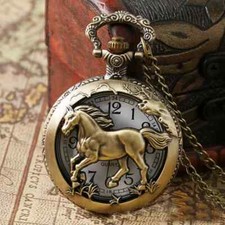 Horse Unique Vintage Bronze Quartz Antique Pocket Watch Great Xmas Gift New