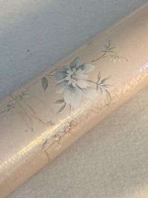 Vintage Floral Vinyl Wallpaper Roll Pink Roses 33ft x 21in Royal Garden French