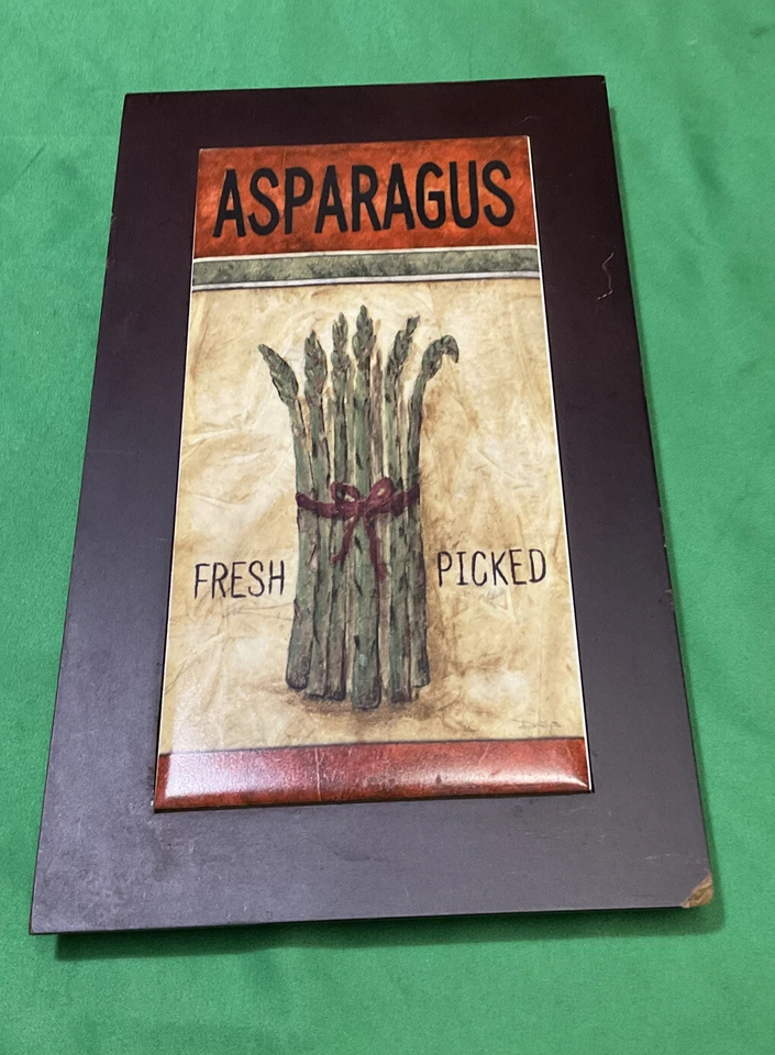 Wall Art / Vegetable- Asparagus Kitchen Decor 6” X 10“ Plaque- Multicolored - Image 2 of 4