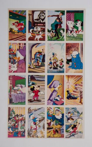 Japanese Vintage Menko Cards Walt Disney Uncut Sheet Micky Mouse Donald Duck - Afbeelding 1 van 2