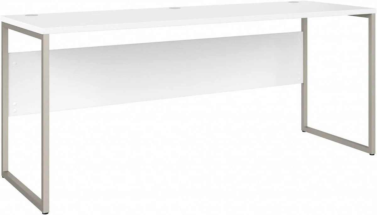 Office Table with Open Metal Leg Design and Privacy Panel Hybrid
