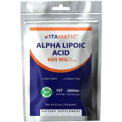 Vitamatic| Alpha Lipoic Acid (Ala) 600mg 167 Servings 100grams Non-GMO/No Gluten