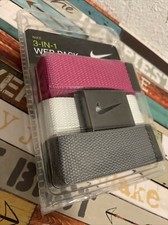 Nike Men Web Belt 3 in 1 Web Pack Pink White Grey Adjustable Fit Up To 42