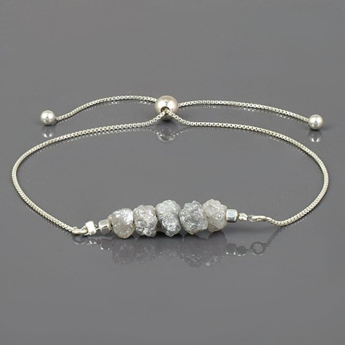 Grey Raw Diamond Bracelet Natural Rough Diamond Bracelet Birthday Gift For Women