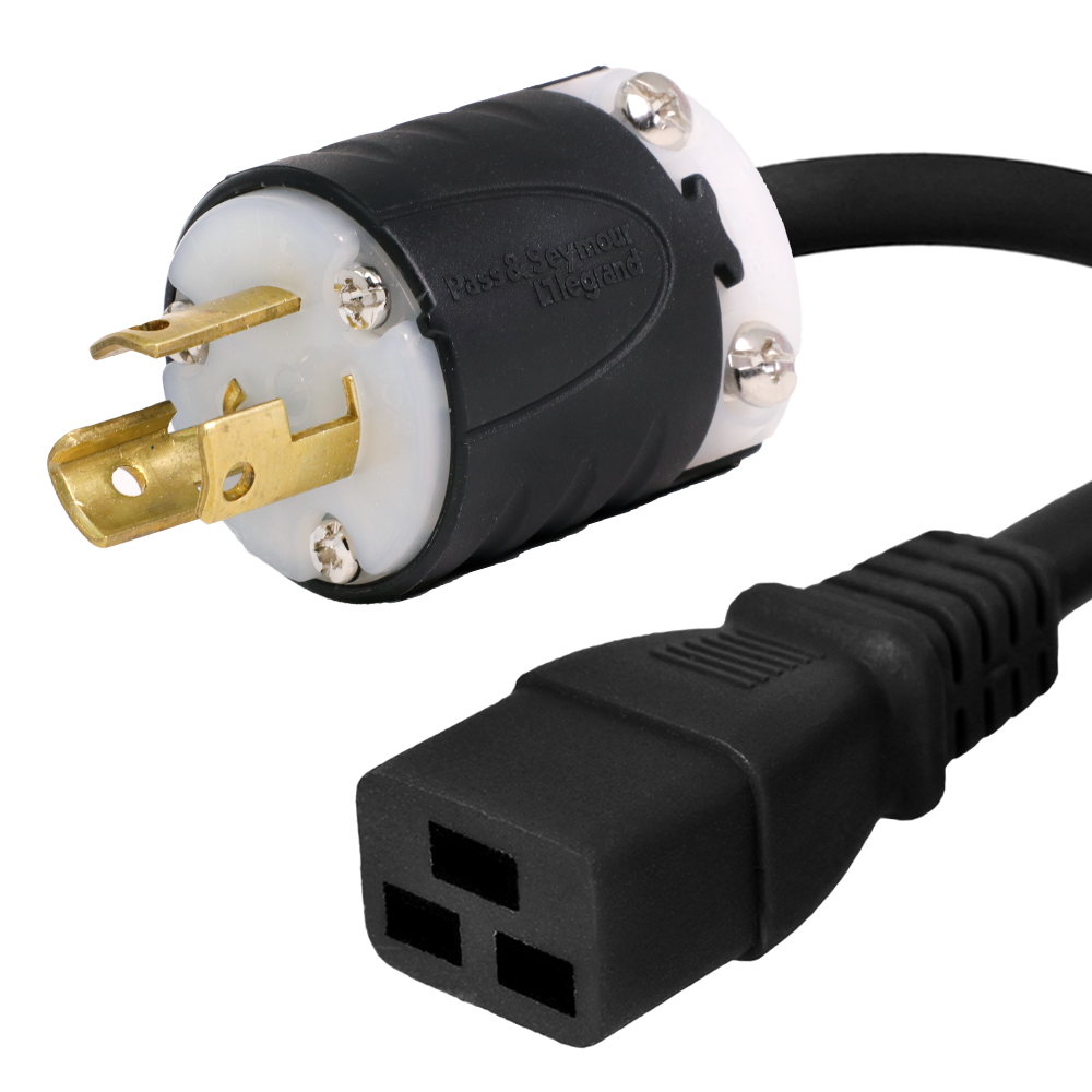 NEMA L5-15P to C19 Power Cord - 12 ft, 15A/125V 14 AWG - Iron Box