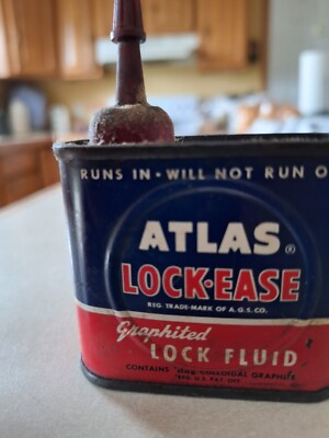 Vintage Atlas Lock-Ease Graphited Lock Fluid Tin