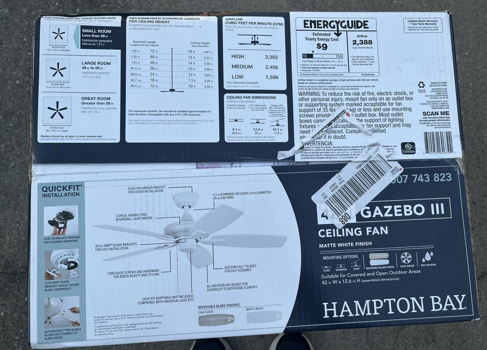 Hampton Bay Gazebo III 42 in. Indoor/Outdoor Wet Rated Matte White Ceiling Fan - Image 3 of 4