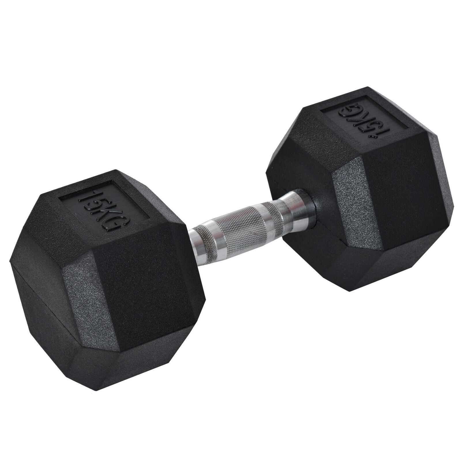 15KG Single Rubber Hex Dumbbell Portable Hand Weights Home Workout Fitness Gym