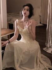 Summer Vintage Women Elegant Sleeveless Party Midi Dress Ruffles Female Fashion