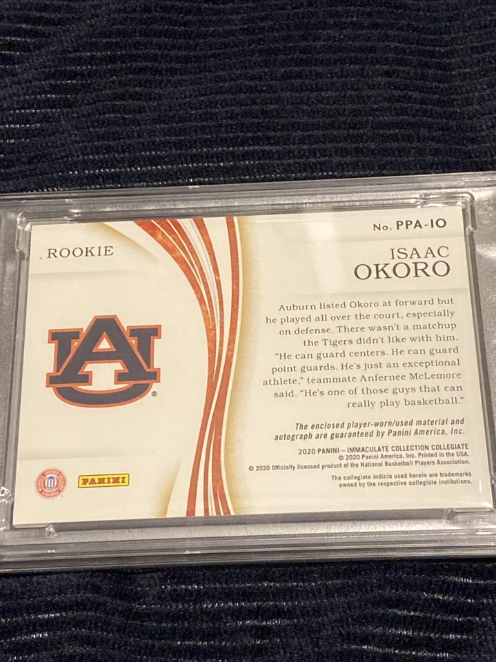 2020 Panini Immaculate Collegiate Isaac Okoro on card auto patch /2 PSA 10 - Image 3 of 3