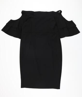 Lost Ink Damen schwarz Polyester Etuikleid Größe 18 Schulterfrei Pullover