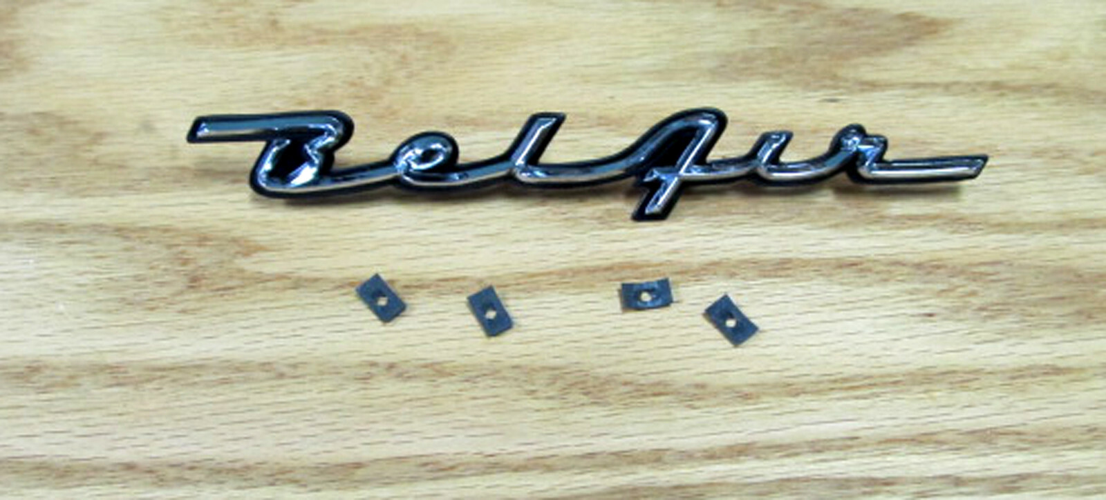 1957 CHEVY CUSTOM CHROME BELAIR SCRIPT ON DASH , NEW ** USA MADE **