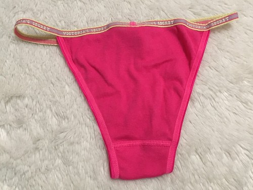 Vintage 2005 VICTORIA'S SECRET STRING BIKINI Panty LOGO Strap Cotton Pink - Imagen 3 de 7