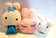 Lot of 3 Soft Plush Bunnies For Phone, Purse, Backpack Charm Strap - NWOT  24 