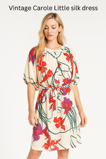 Vintage Carole Little for Saint Tropez West 100 Silk Dress Tropical Sz 12